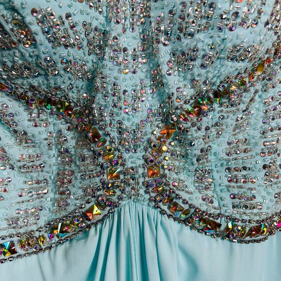 Tony Bowls Formal Gown Evening Dress Mint Teal Strapless Sweetheart Jewel 2 - Picture 3 of 11